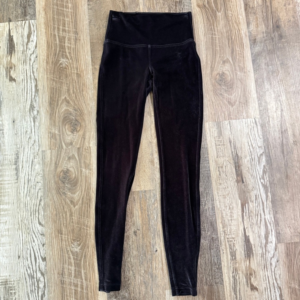 Lululemon Wunder Lounge High-Rise Tight 28 Women Size 4 Black Velvet Legging Gym